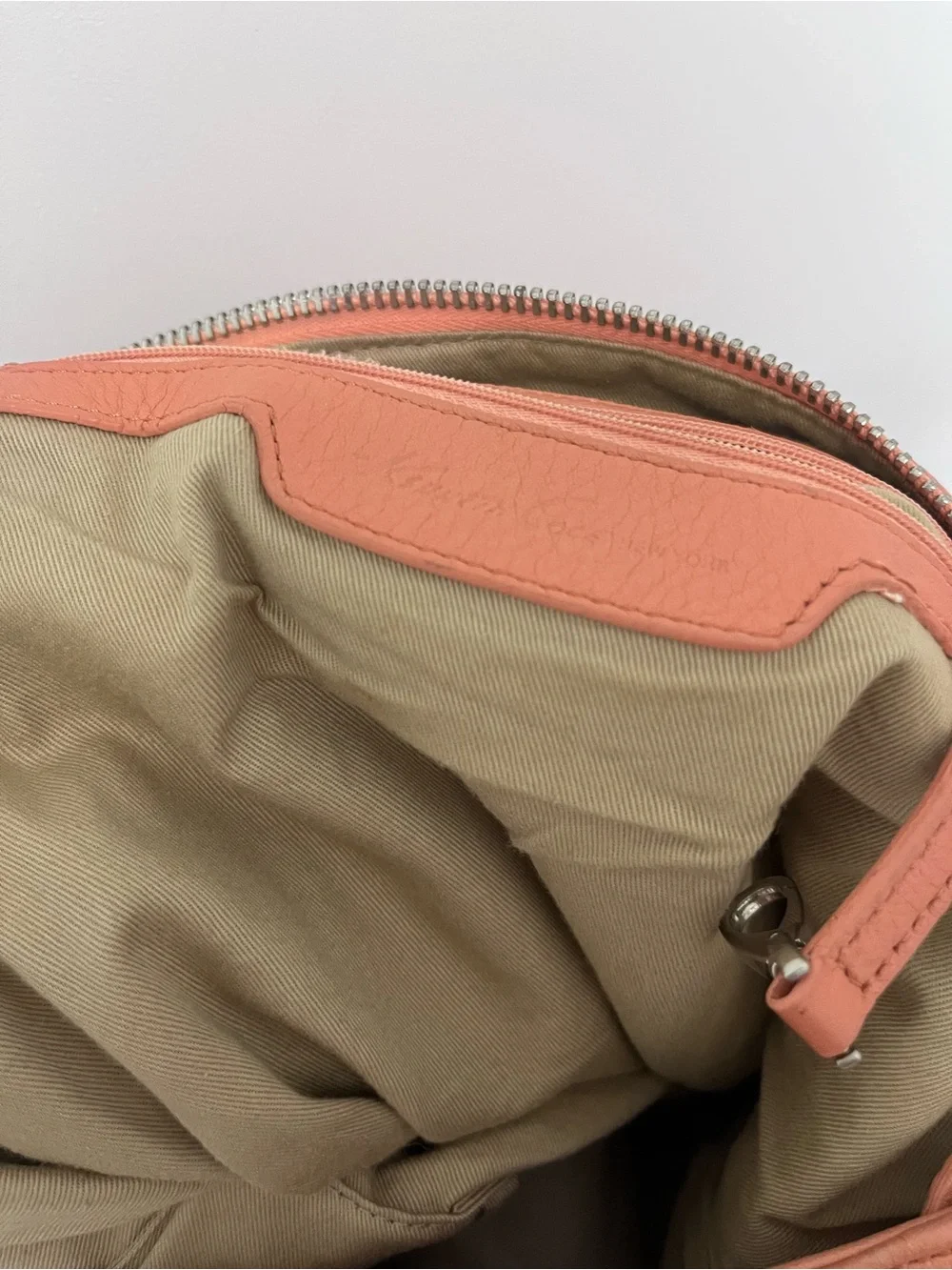 Kenneth Cole Leather Salmon Hobo Bag w/ Hidden Zip Pockets